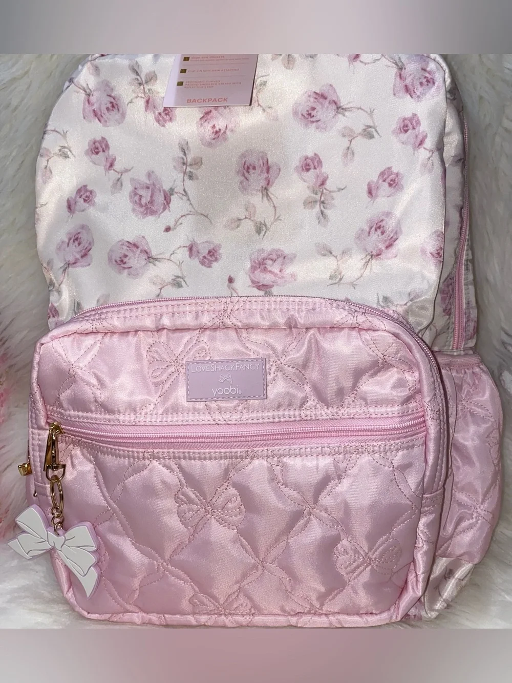 LoveShackFancy x Target - Yoobi Ribbon Rosa Backpack Sterling Dusk New